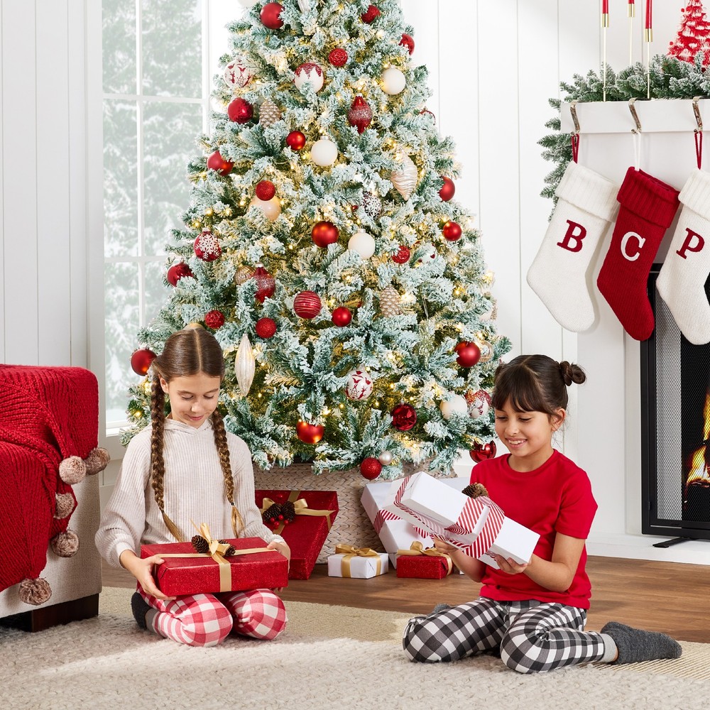 Best Choice Products Pre-Lit Flocked Artificial Pine Tree Lights