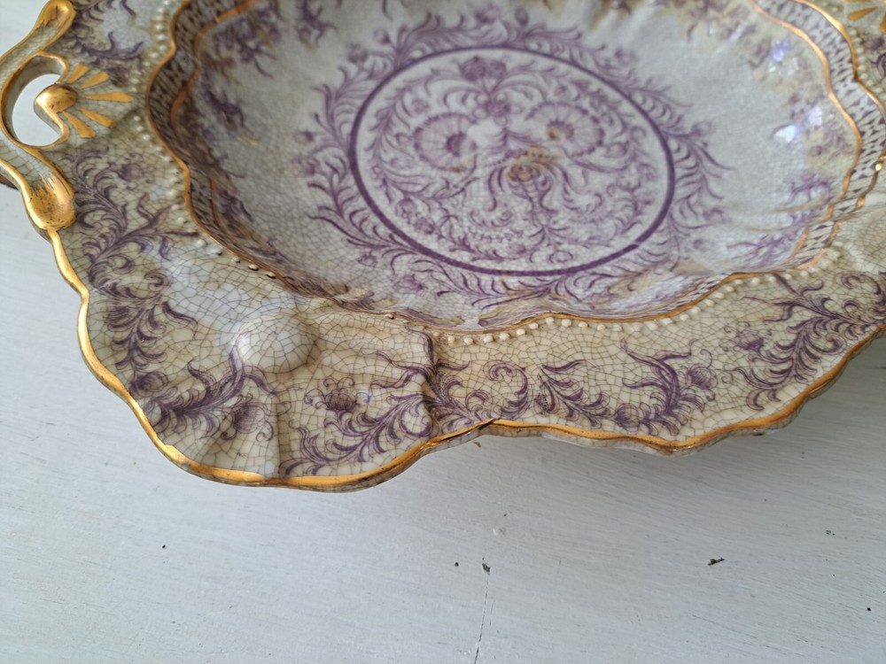 Vintage Crackele Ceramic Dish 14x12