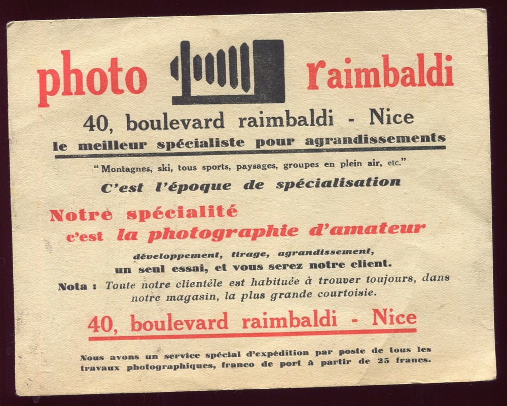 old advertising. Nice " Photo Raimbaldi "