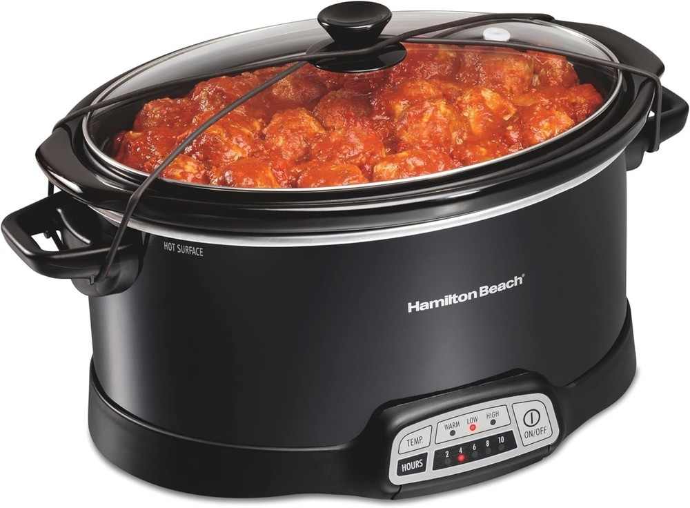 Hamilton Beach (33474G) Portable 7 Quart Programmable Slow Cooker (Black) NEW