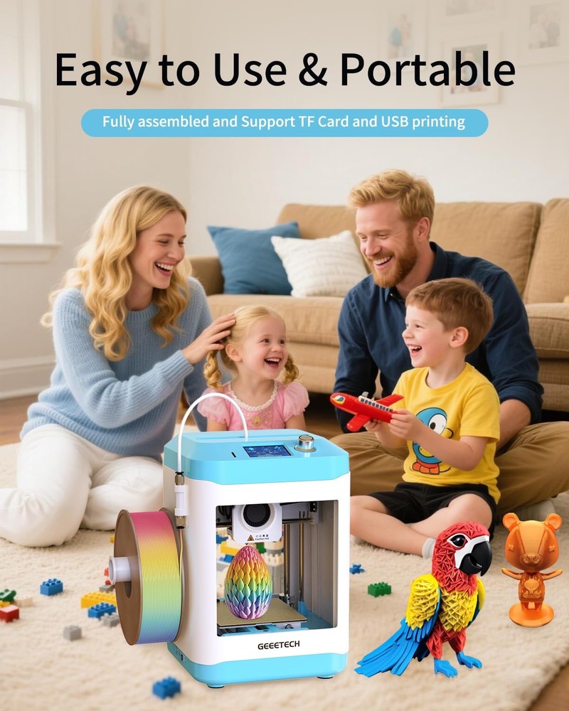 Fully Assembled Mini 3D Printer for Kids & Beginners - Complete Starter Kit