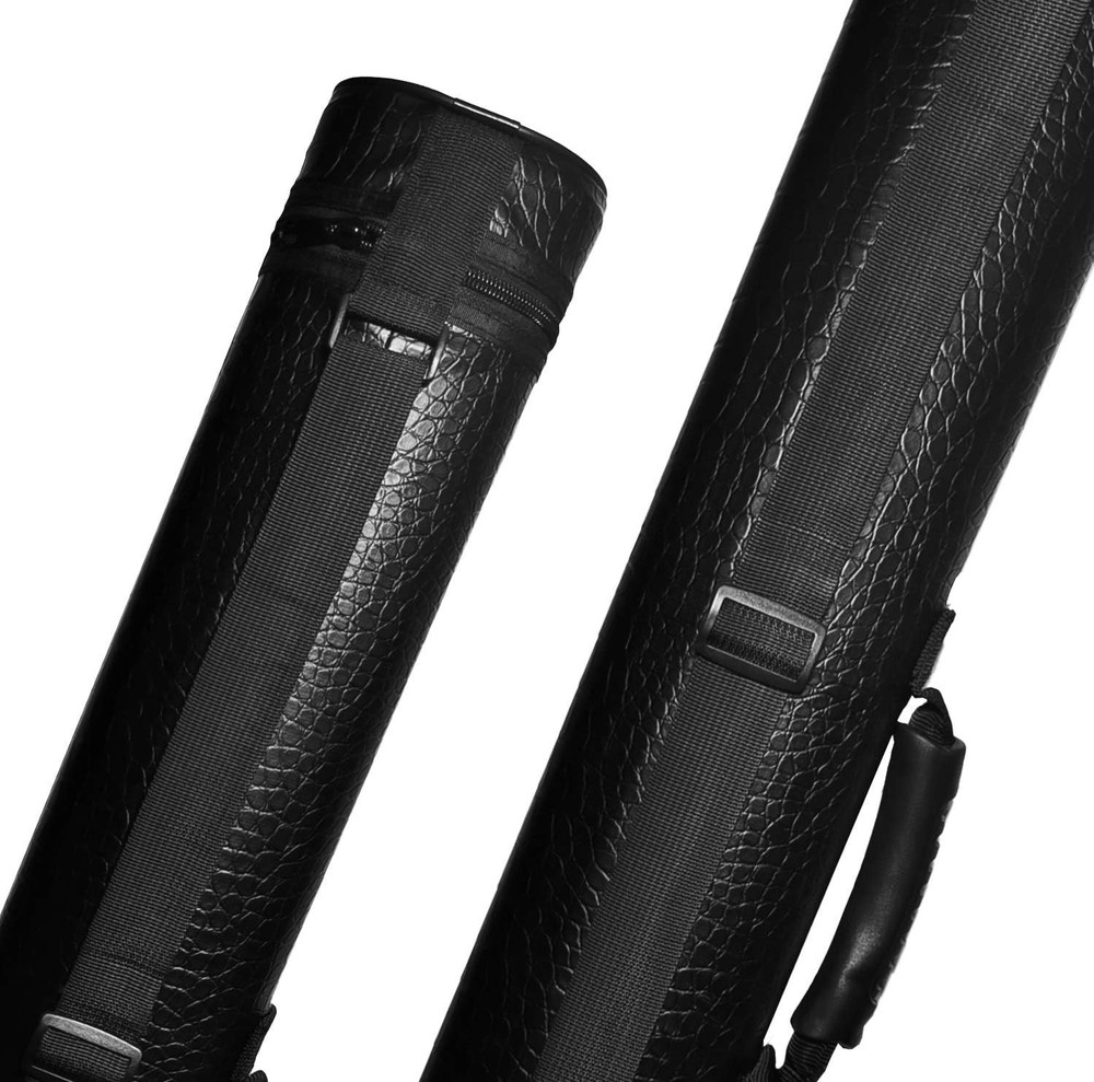 Durable 2x2 Billiard Cue Case with Waterproof PU Leather & Adjustable Strap