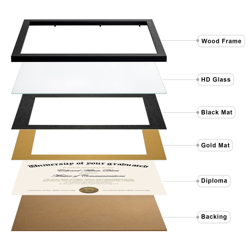 upsimples 11x14 Diploma Frame Certificate Degree Document Frame with High Def...