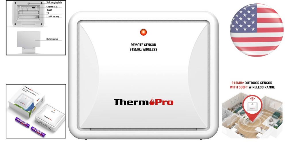 Compact Rainproof Outdoor Sensor with 915MHz Signal for Climate Control Systems
