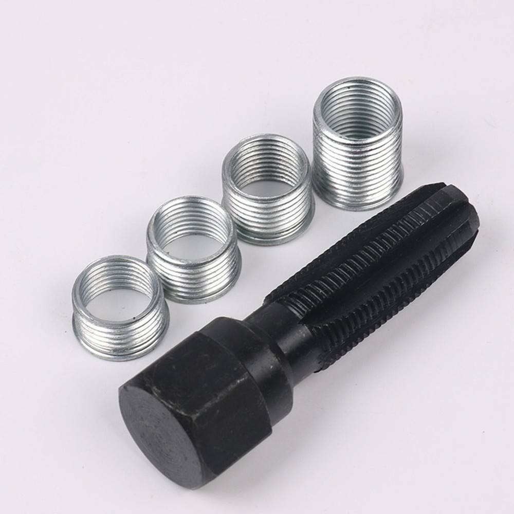 M14 x1.25 Spark Plug Rethread Thread Repair Kit Reamer Tap with 4 Inserts E