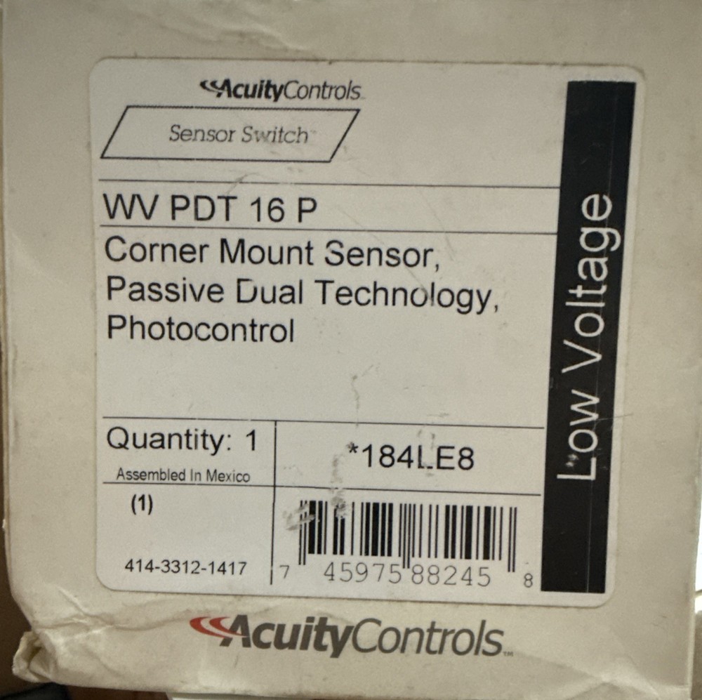 (3) Acuity Sensor Switch WV PDT 16 P Corner Mnt. Low Voltage Passive Dual Tech