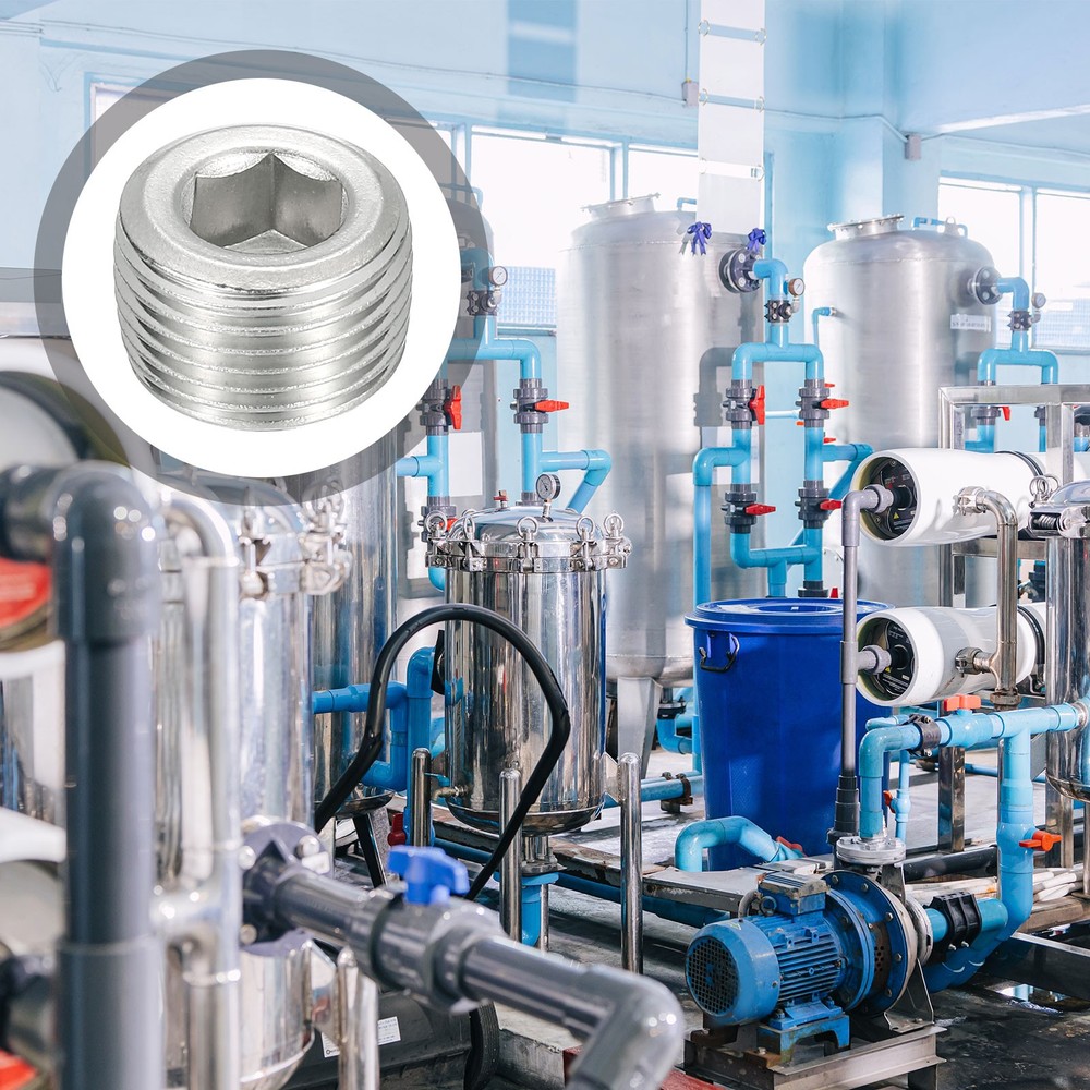 5Pcs Socket Pipe Plugs, NPT 3/8"Stainless Steel Hex Thread Pipe Caps, Silver