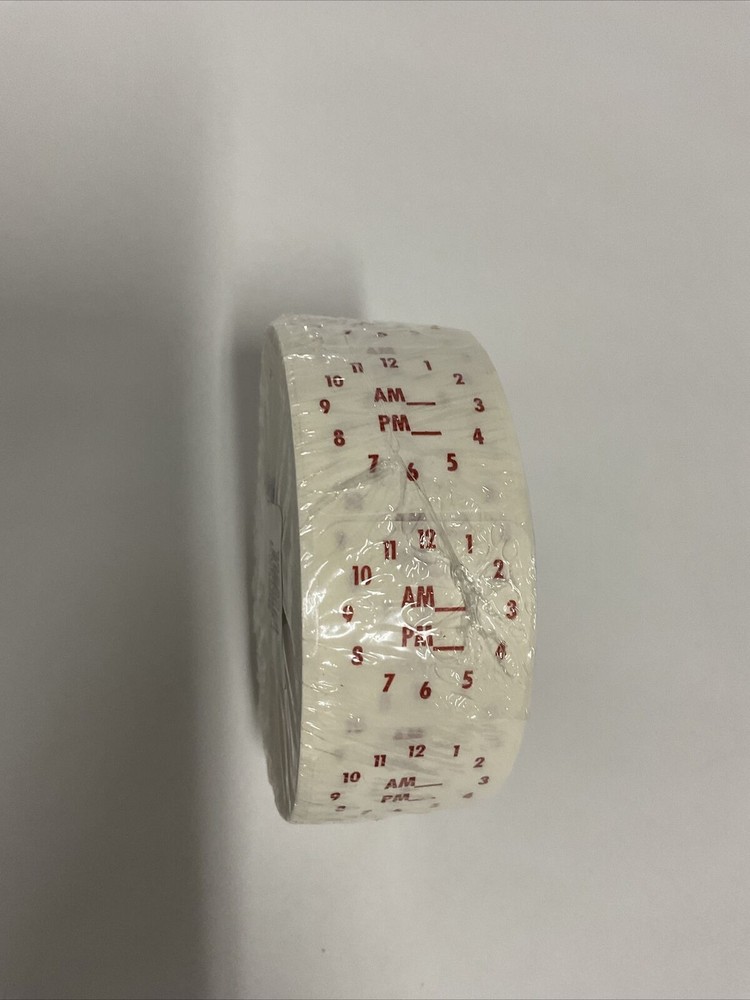 Clock Dot Labels White Red Imprint - 1 1/4"Dia 1000 Per Roll