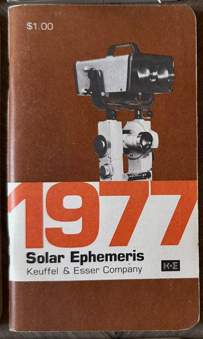 1977 KEUFFEL & ESSER SOLAR EPHEMERIS