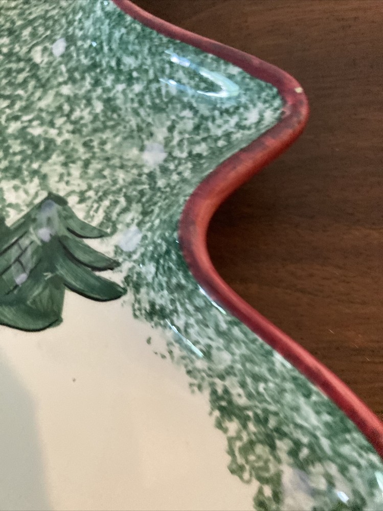 Tree Shaped Serving Dish Cabin Jay Import Christmas 12”x10” (at Widest Point)
