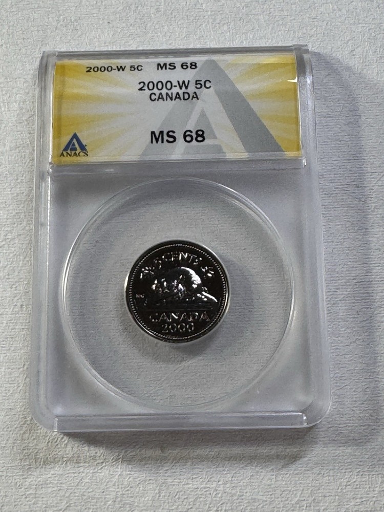 2000-W Canada 5 Cents Graded MS 68 by ANACS