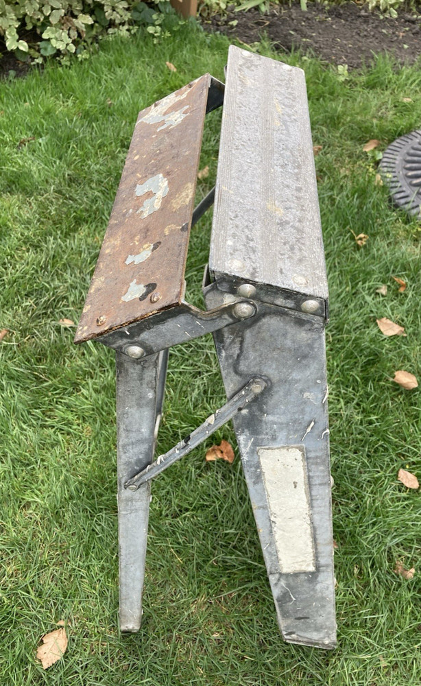 Vintage Two Step Aluminum / Metal Folding Ladder