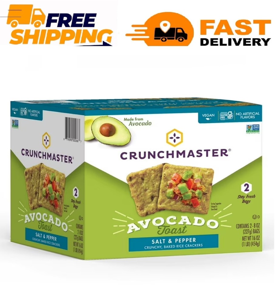 Crunchmaster Avocado Toast with Salt & Pepper Crackers, 16 oz.