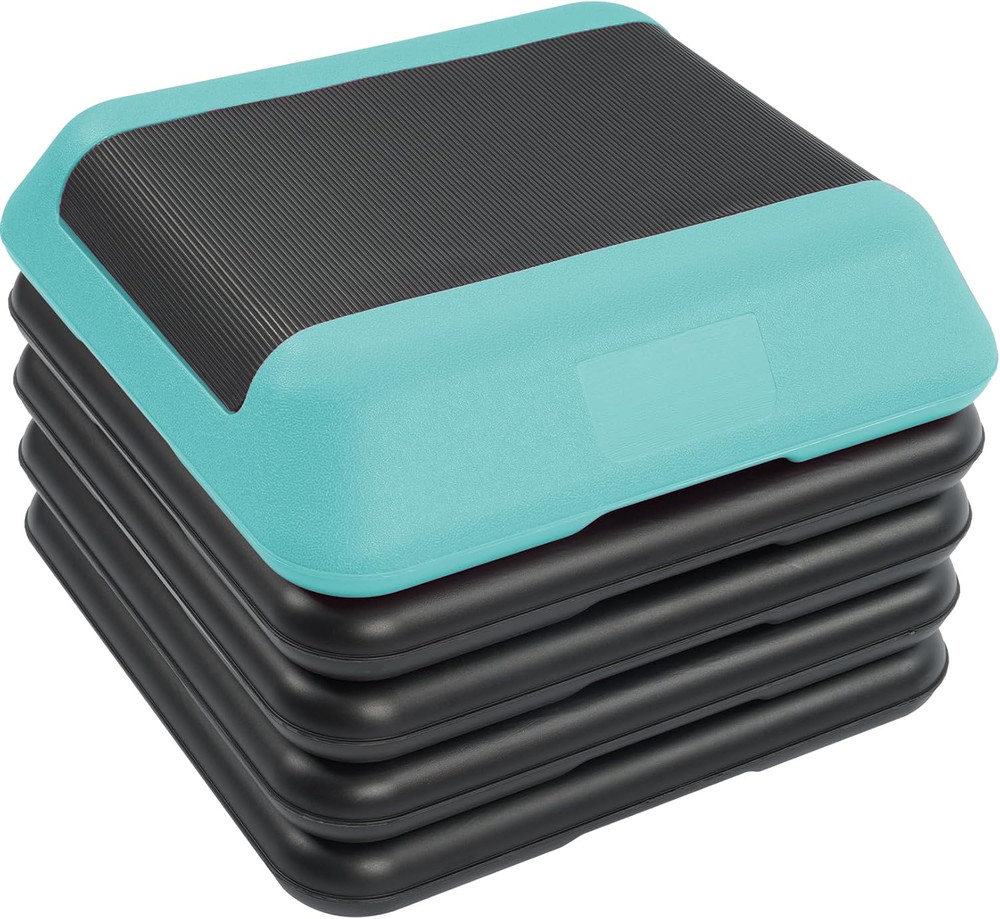 Step Aerobic Platform, Exercise Step with 5 Levels Adjustable Height, 4 Stackabl