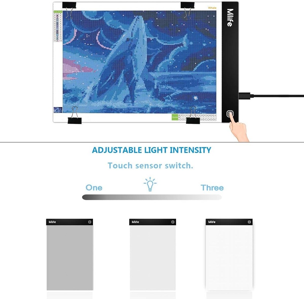 Mlife A4 LED Light Pad - Diamond Art Box Tracing Board with White