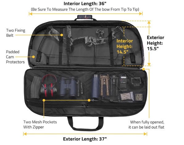 CVLIFE 37" Compound Bow Case, Soft Case, Arrow + multiple pockets, well padded