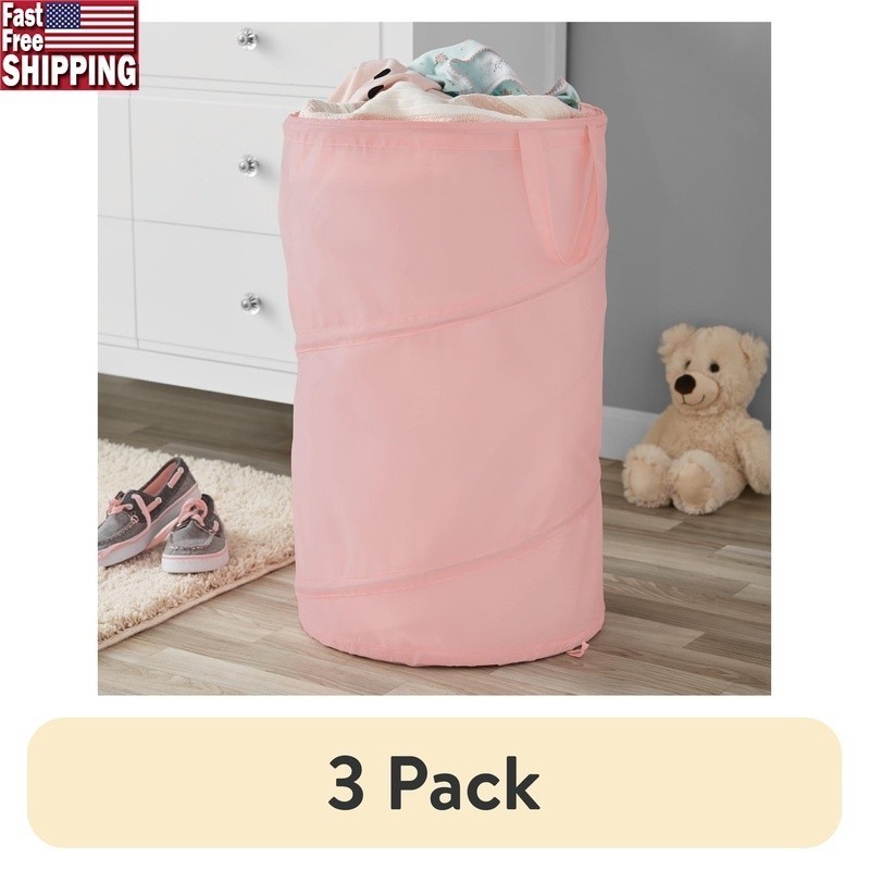 Pop Up Spiral Laundry Hamper Storage Basket Handles Durable Laundry Day Solution