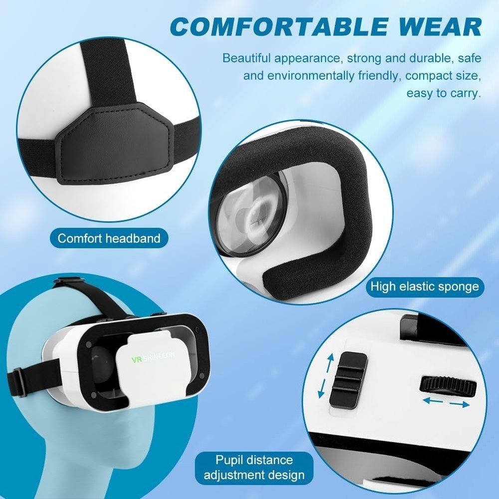 V5 VR Headset: 3D Glasses for Mobile, Bluetooth Remote & Adjustable Distance