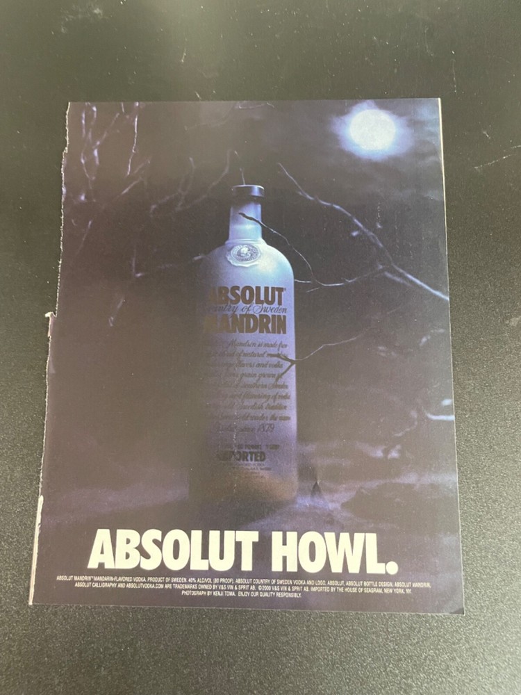 Vodka Absolut Howl 2000 Magazine Advertisement Print Ad