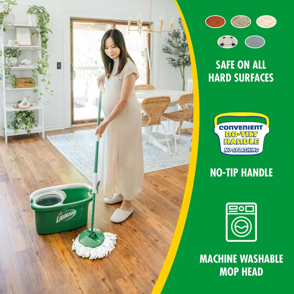 Tornado Spin Mop with Bucket Cleaning System, Microfiber Spin Mop Head, Machine