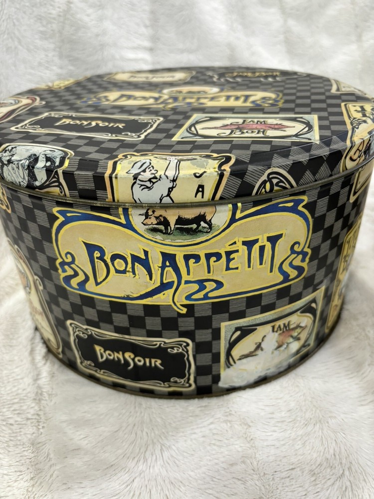 Two Department 56 Round Jam Bon Pig Tin Boxes