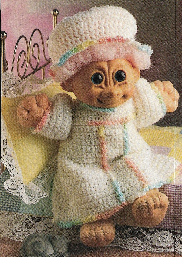 DOLL'S NIGHTGOWN FOR 12" DOLL DIGEST SIZE CROCHET PATTERN INSTRUCTIONS