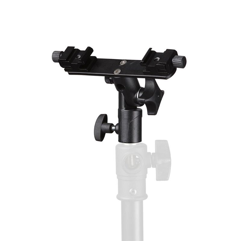 Double Hot Shoe Bracket Light LED Microphones Studio Video Camera