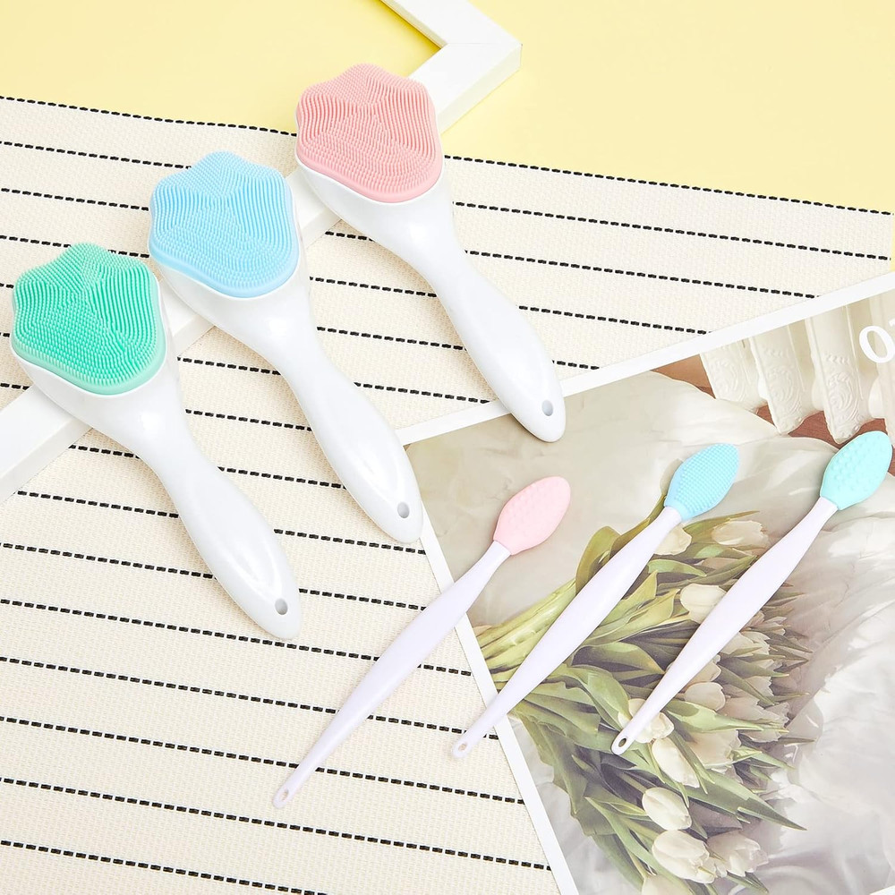 Silicone Face Scrubber Set with Exfoliating Brush and Lip Scrub Tools
