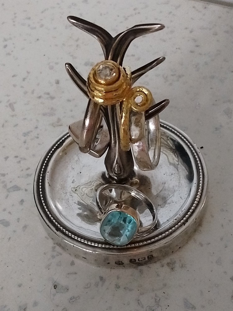 Superb Little Antique 1907 Hallmarked solid Silver RING Tree - Ring Stand VGC
