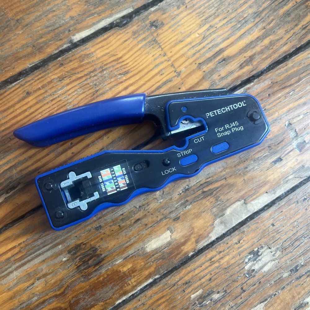 Petechtool RJ45 Pass Through Crimping Tool Crimper Ethernet