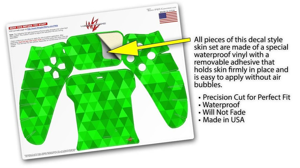 Skin Sony PS5 Controller Triangle Mosaic Green