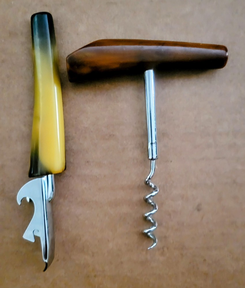 Vintage Bakelite T-Handle Corkscrew and Bottle Opener