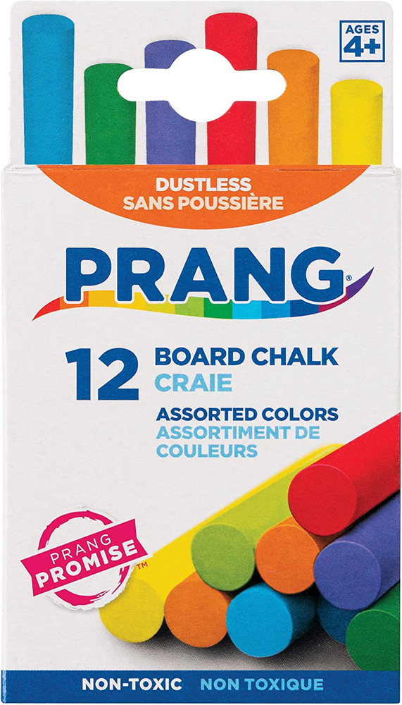 Prang Board Chalk, Assorted Colors, 12 Count