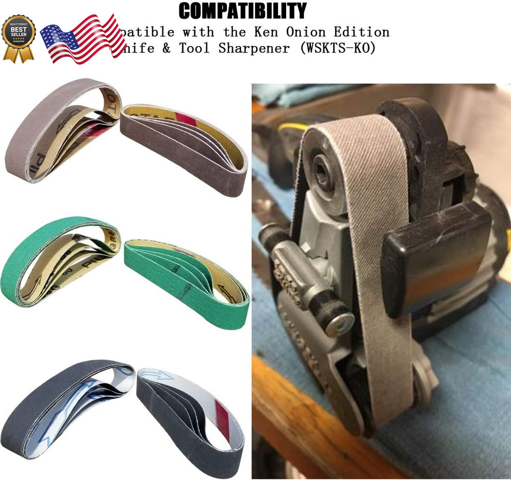 24 Pcs 3/4" x 12" Replacement Knife Sharpener Sanding Belt Kit & Work Sharp Knif