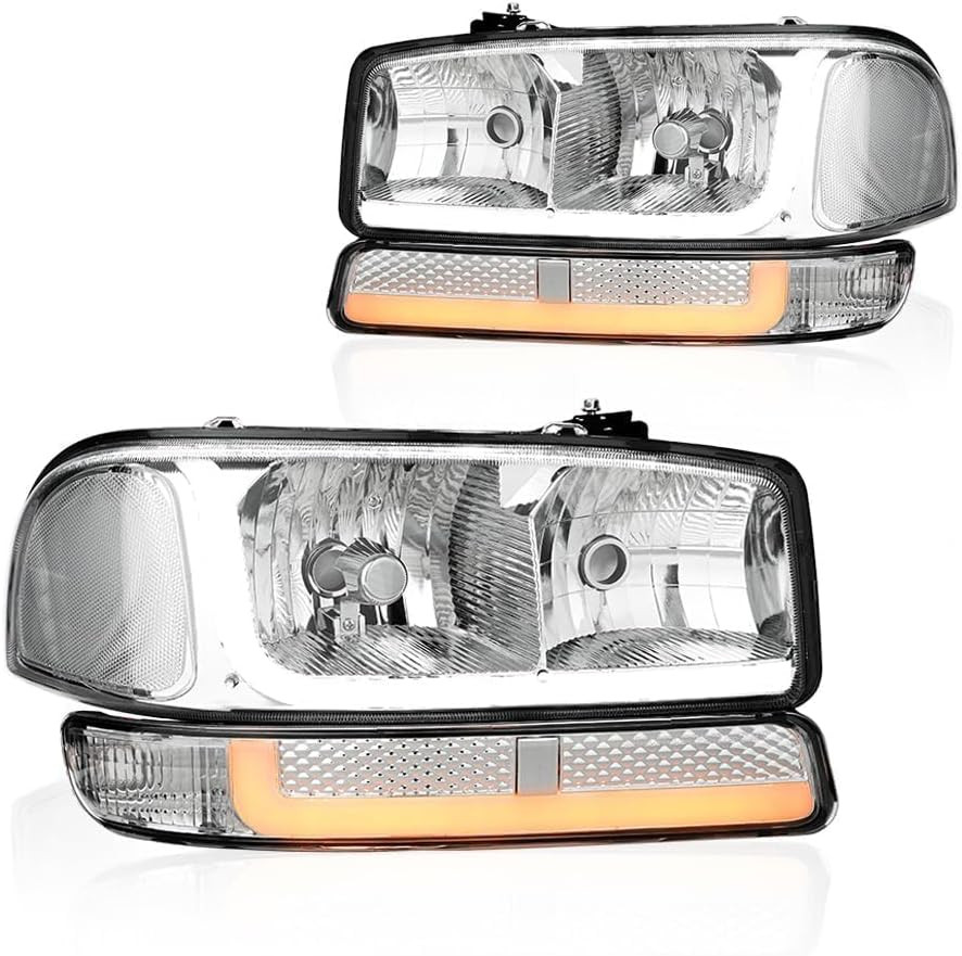 LED DRL Headlight, Headlights Assembly Kit Compatible with 1999-2007 GMC Sierra