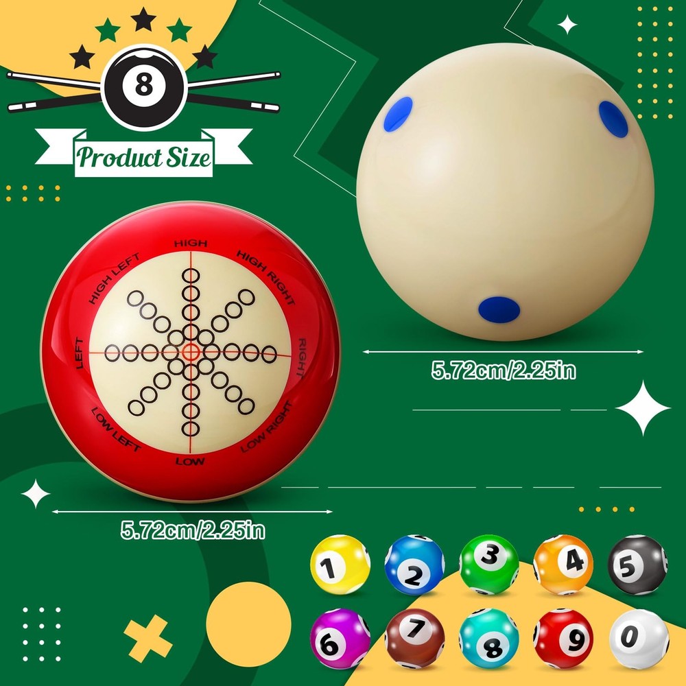 2 Pcs Billiards Cue Ball with Dots Practice Training Artifact Regulation Size...