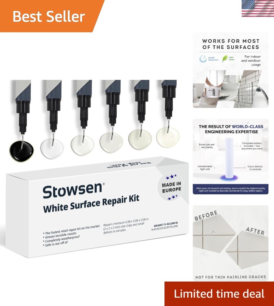 Ultimate Tile and Countertop Repair Kit - 20 Chip Fixing Solution with Light