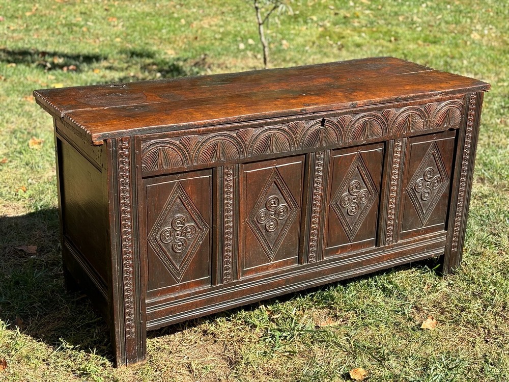 17th Century Charles I Oak Coffer--Shipping Available