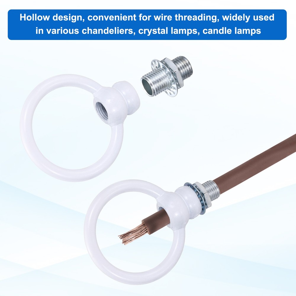 2 Set 8kg M10 1.9x2.3" Thread Lifting Eye Nut Holder Hook Ring White