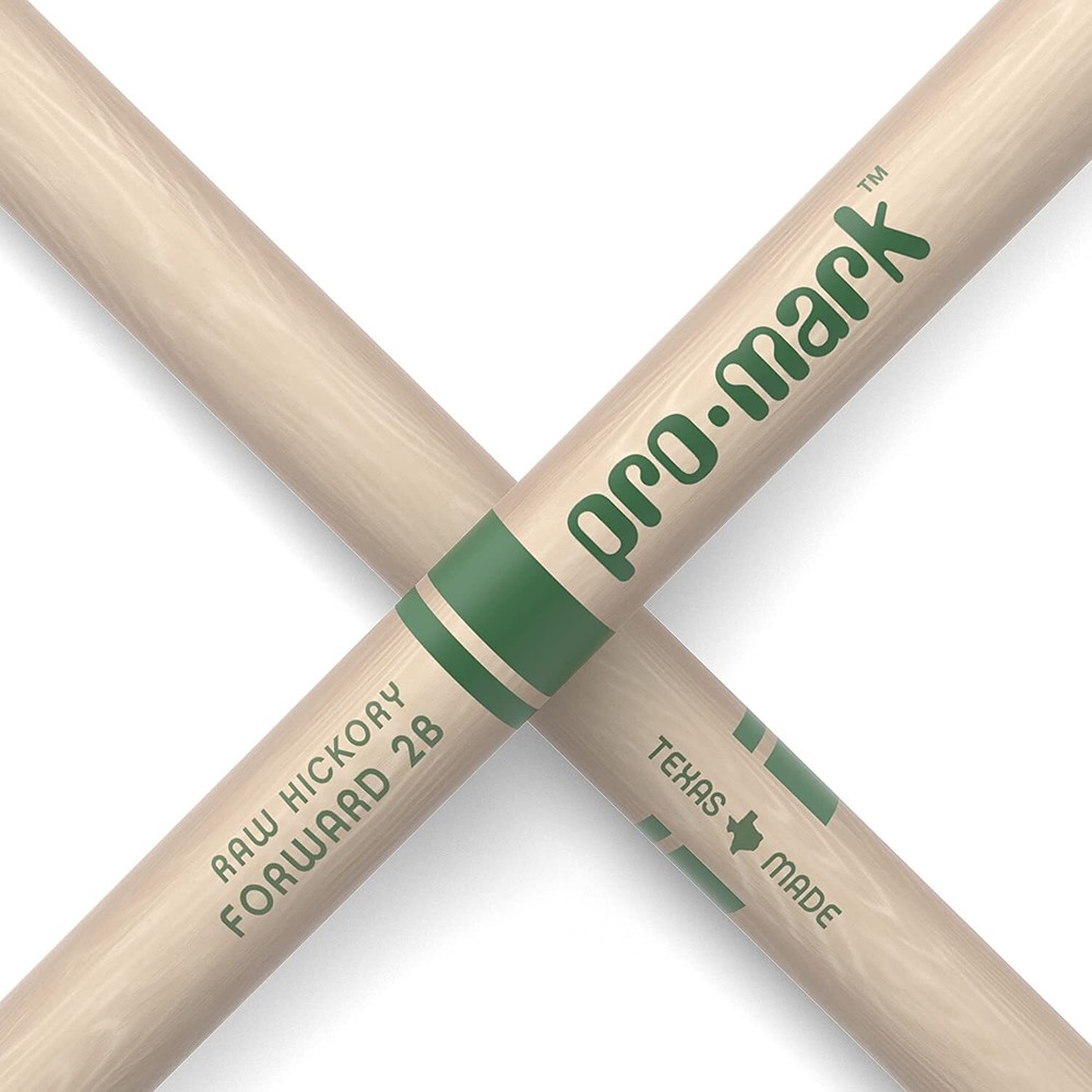 6 PACK ProMark Classic Forward 2B Raw Hickory Drumsticks, Oval Wood Tip