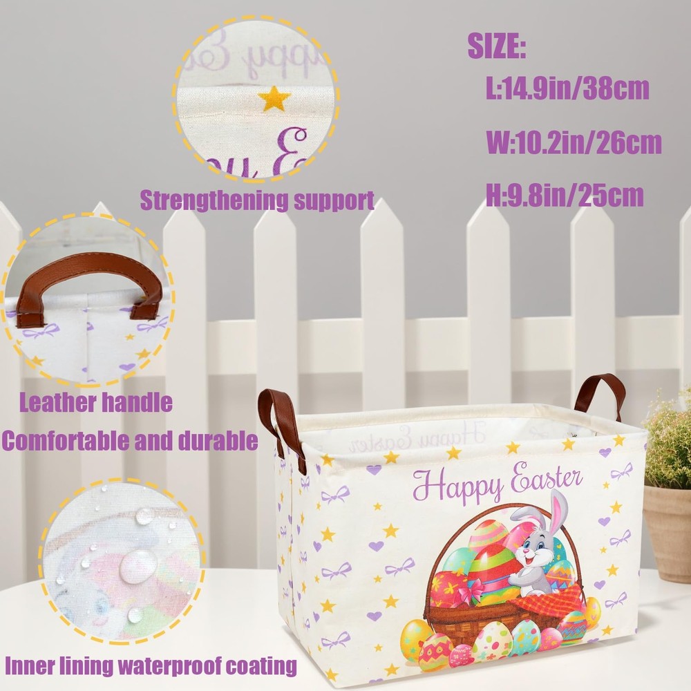 ASKETAM Easter Basket for Kid Large Empty Baby Rectangular Cute Easter Gift S...