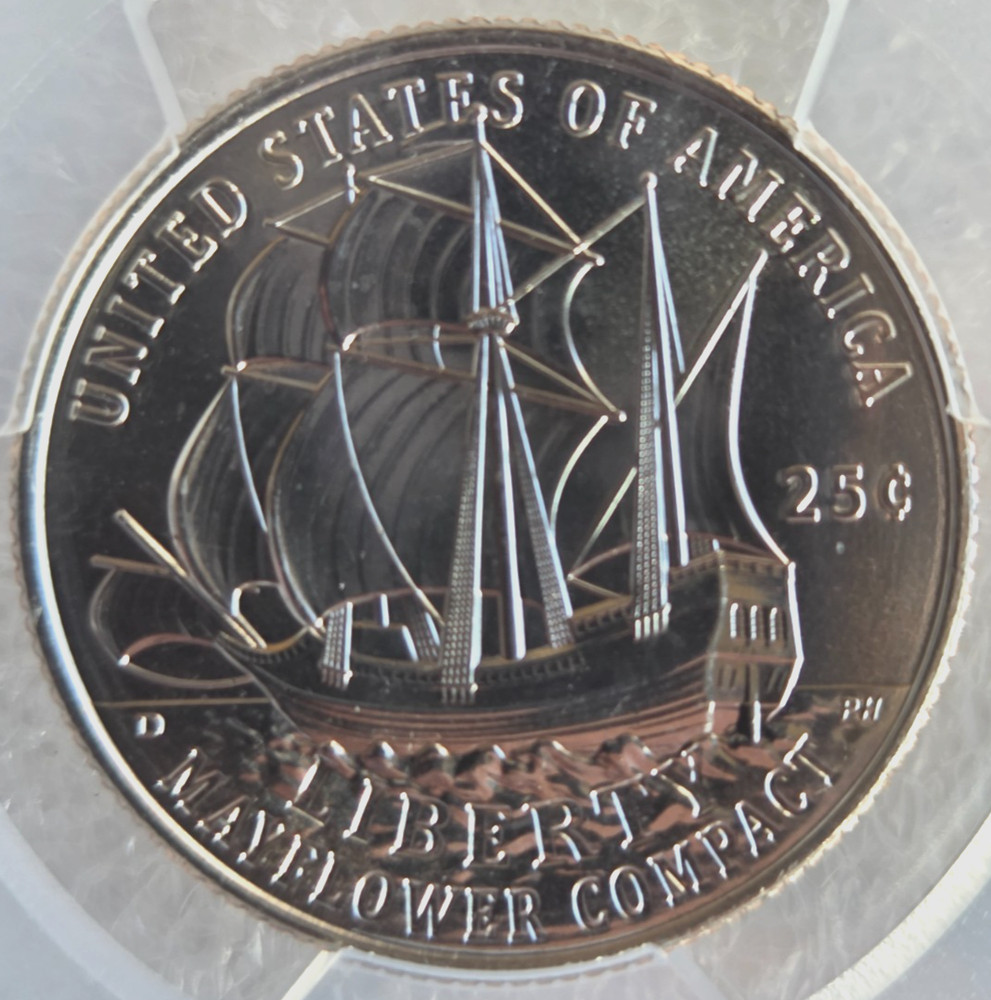 2026-D FIRST STRIKE Semiquincentennial Mayflower Compact Quarter PCGS MS66