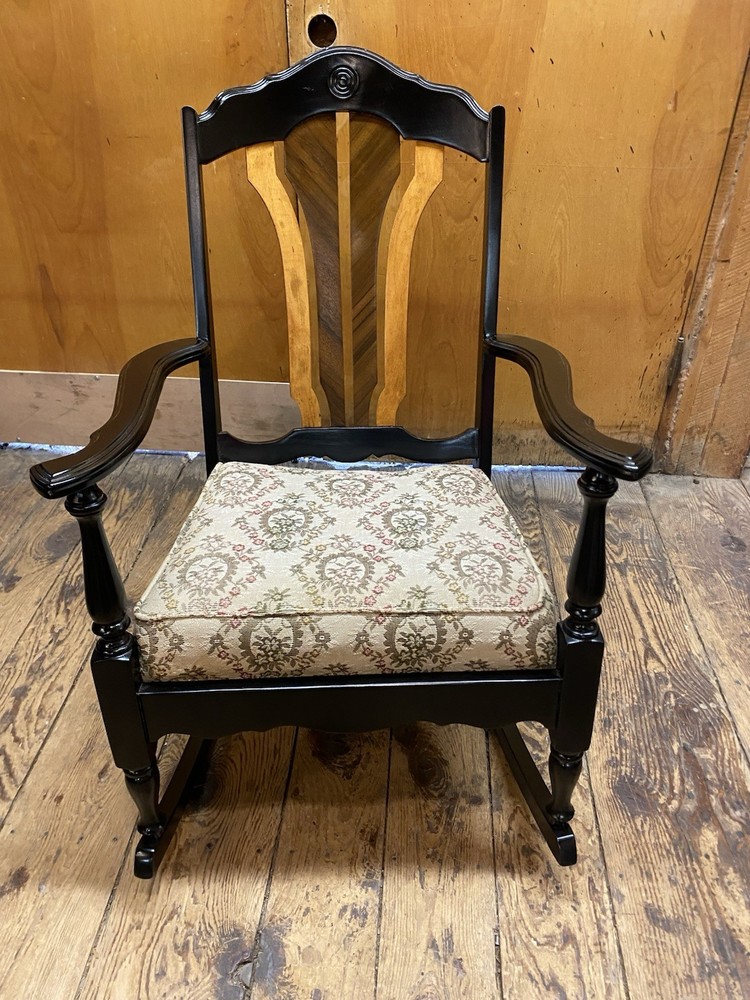 Antique Rocking Chair Completely Restored. Black Lacquer On Maple .
