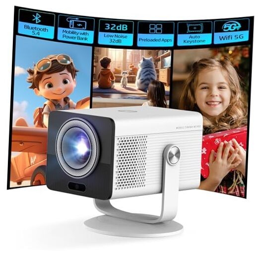 MC400 Mini Portable Smart Projector with WiFi and Bluetooth, Short Throw 4K