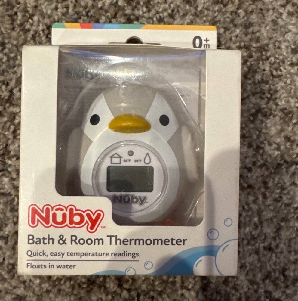NUBY Penguin Bath & Room Thermometer Quick & Easy Digital Display 0+ Months