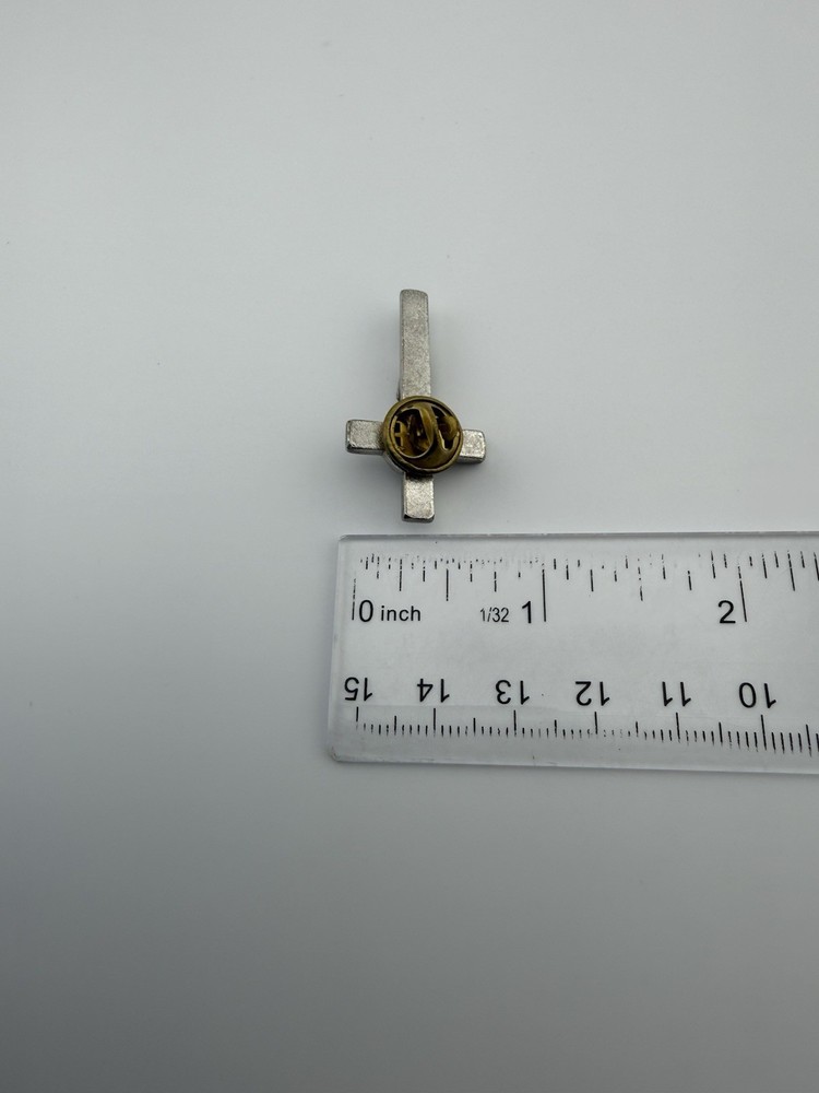 Saint Benedict? Crucifix Silver Tone Religious Lapel Pin