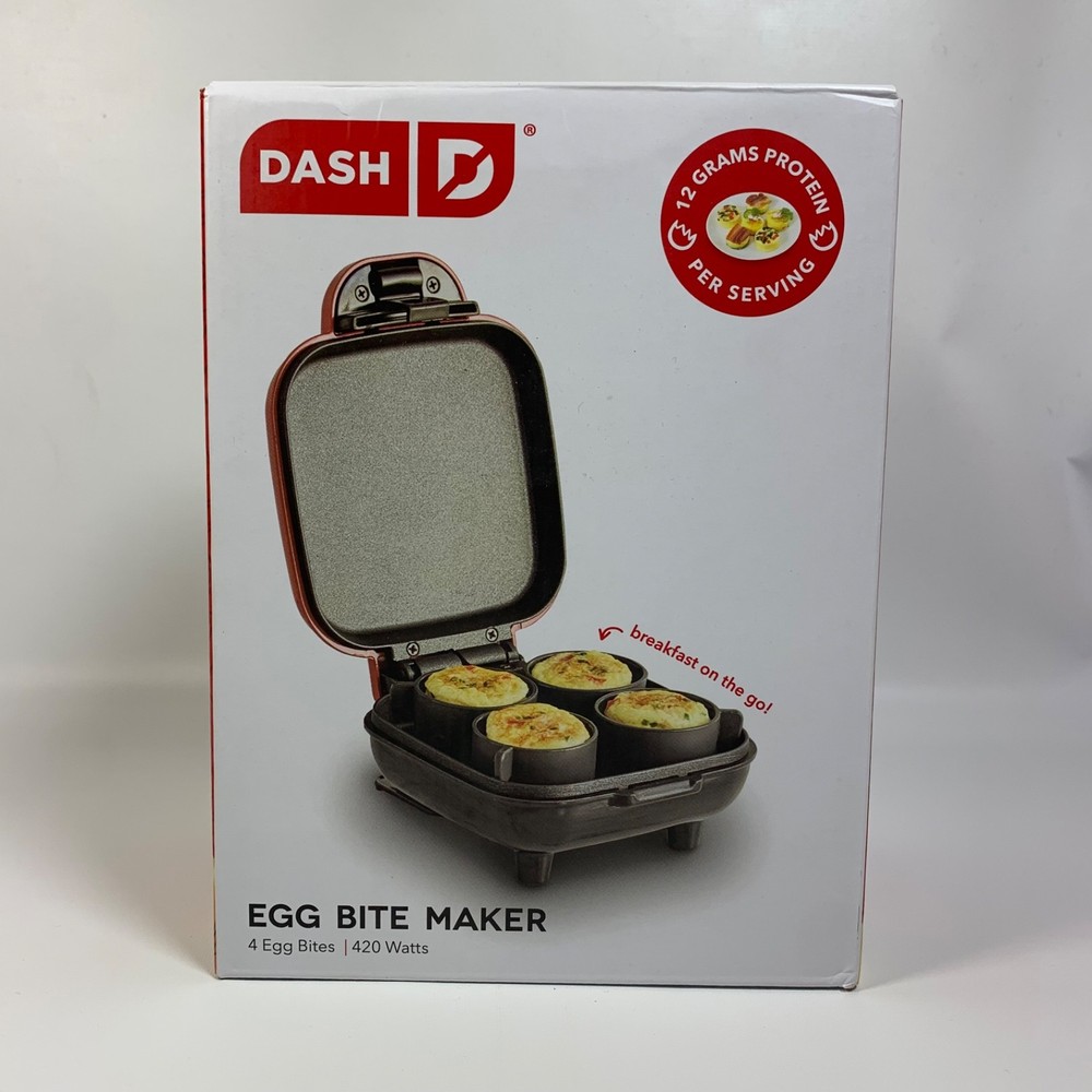 Red Dash Egg Bite Maker Fast Heating w/4 Silicone Cups & Recipe Guide