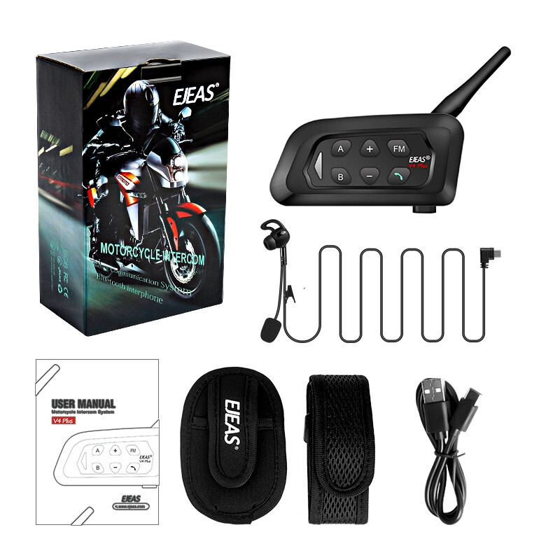 4 User Football Referee Bluetooth Intercom Earphone Talking Same Time with Bag