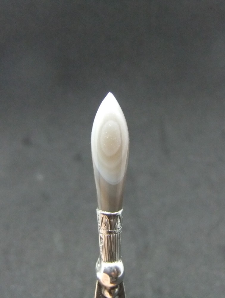Crisford & Norris Sterling Solid Silver Agate Moonstone ? Bookmark Bham 1909