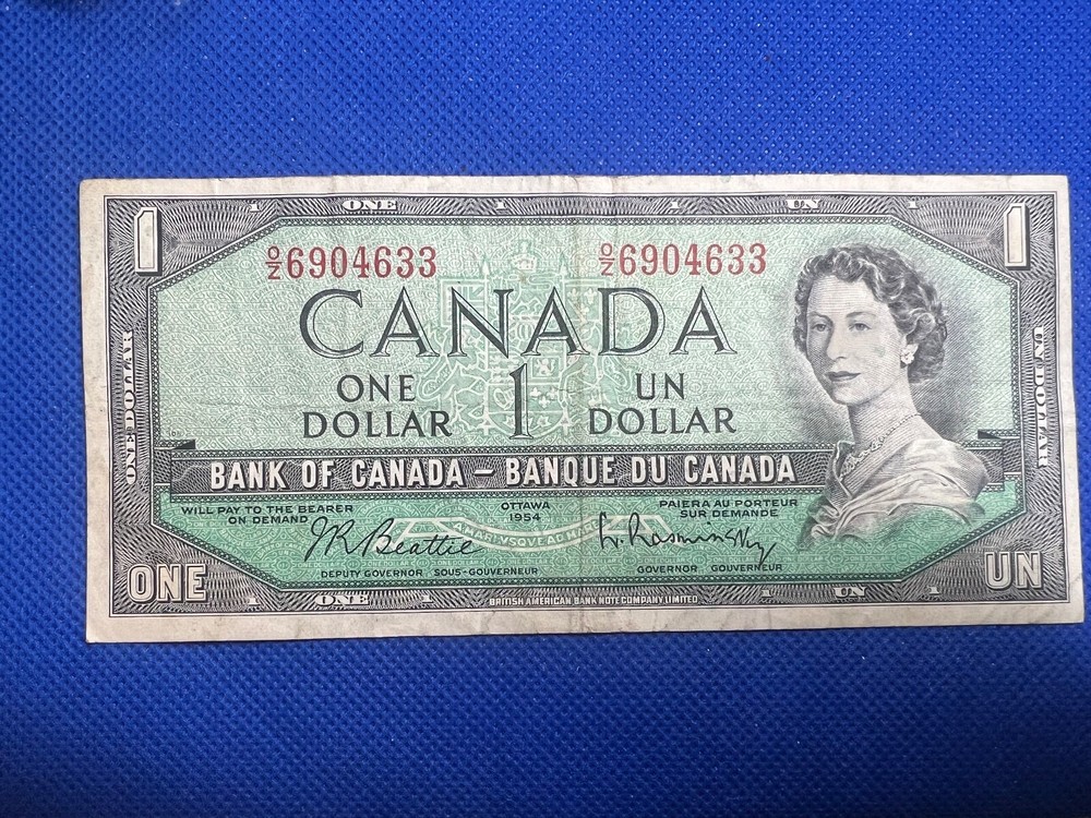 1 DOLLAR FINE BANKNOTE FROM CANADA 1954 #1069